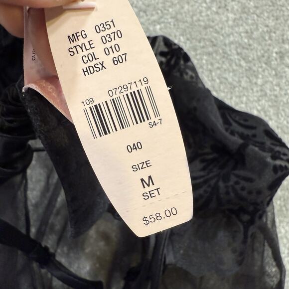 Victorias Secret NWT Slip Dress Black Babydoll Chemise Bow Sz Med Lace Coquette - Picture 7 of 11